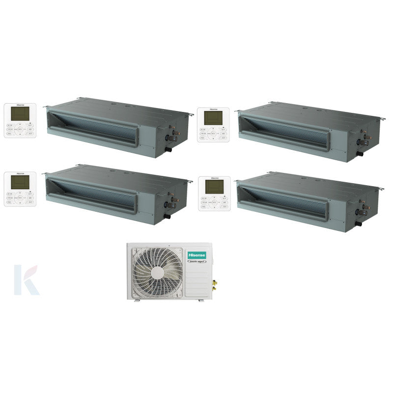 Solarics Hisense Duct - 9000 + 9000 + 9000 + 9000 BTU - Ext. 4AMW81U4RJC – Multisplit Set Klimagerät (4x1)