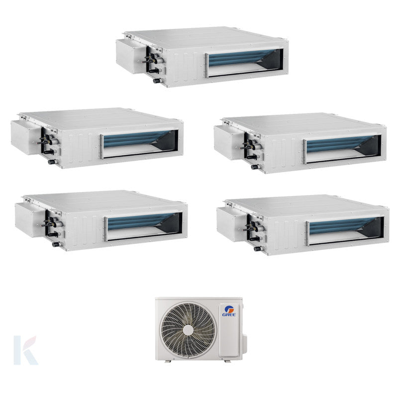 Solarics Gree Duct - 9000 + 9000 + 9000 + 9000 + 12000 BTU - Ext. FM 42 – Multisplit Set Klimagerät (5x1)
