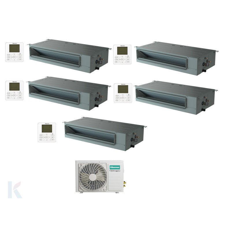 Solarics Hisense Duct - 9000 + 9000 + 12000 + 12000 + 12000 BTU - Ext. 5AMW105U4RQC – Multisplit Set Klimagerät (5x1)