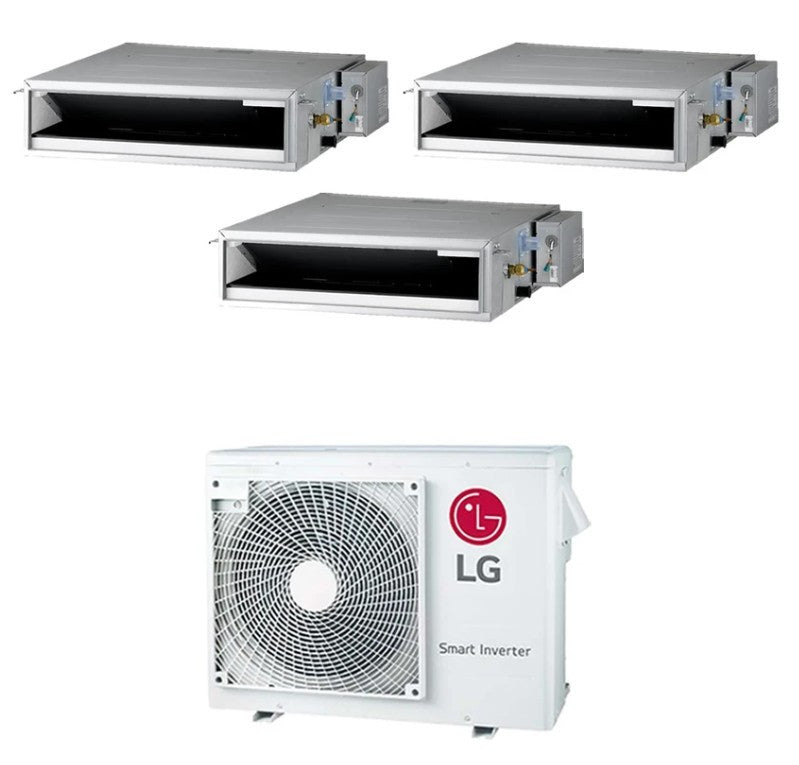 LG Multisplit-Set-Klimaanlage (3x1) – niedriger Kanal – 9000 + 12000 + 12000 BTU – ext. MU3R21