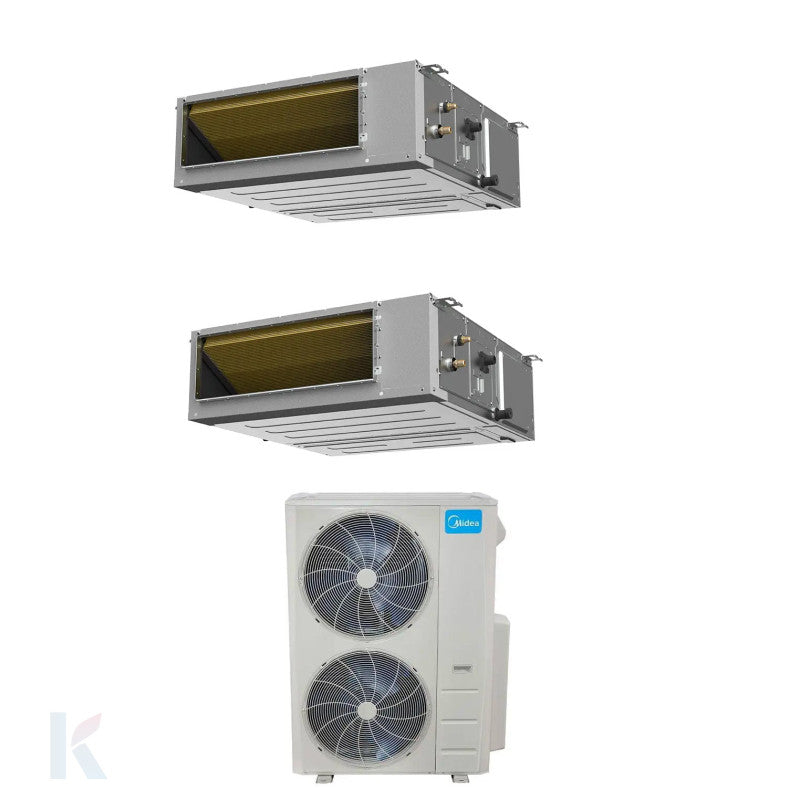 Solarics Midea 2x MTJ-18HWFNX(GA) + 1x MOD30U-36HFN8-R(GA) – Multisplit Twin Double Duct Set
