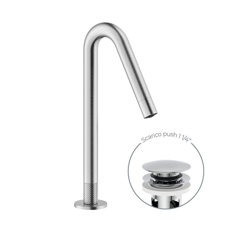 Nobili Einhebel-Waschtischmischer mit Push-Drain 1 1/4", gebürstete Edelstahloberfläche RESPIRO AV00156/24IX