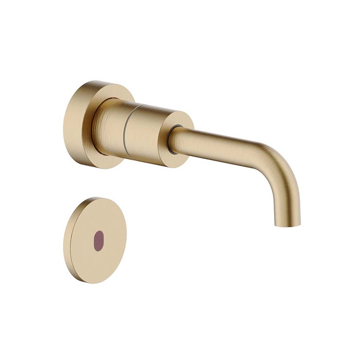 Nobili Wasserhahn mit Infrarotsteuerung T. 20 cm, wandmontiert, ohne Ablauf, Unterputzkörper inklusive, gebürstete Honig-PVD-Oberfläche VELIS IRVE125198/1CGP