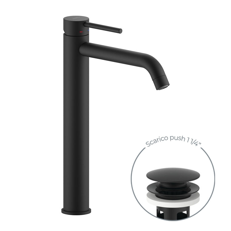 Nobili Einhebelmischer für Waschbecken, mit 1 1/4" Push-Ablauf, Farbe Mora, mattes Finish LIVE LV00128/16BM
