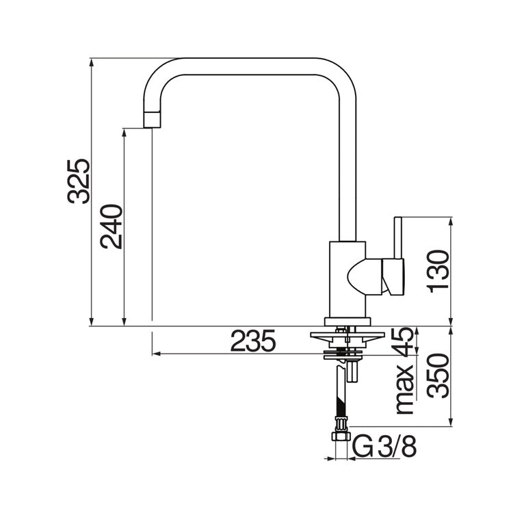 Nobili Einhebelmischer H. 33 cm für Spüle, Edelstahloberfläche LIVE LV00134IX