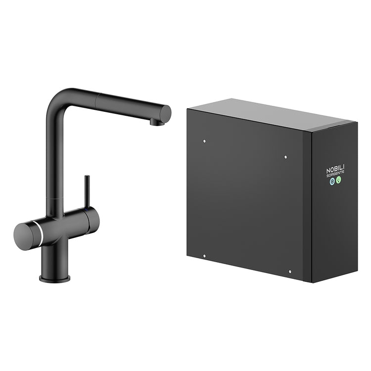 Nobili Elektronischer Zweigriffmischer mit Kalt-Gas-System H. 31 cm, mit schwenkbarer Auslauf und herausziehbarer Brause, Farbe Brombeere, matte Ausführung SORGENTE FRIZZA LV0K117/EFRBM