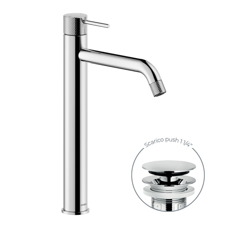 Nobili Einhandmischer H. 35 cm für Waschbecken, mit Push-Ablauf 1 1/4”, Chrom-Finish RESPIRO RS131128/2CR