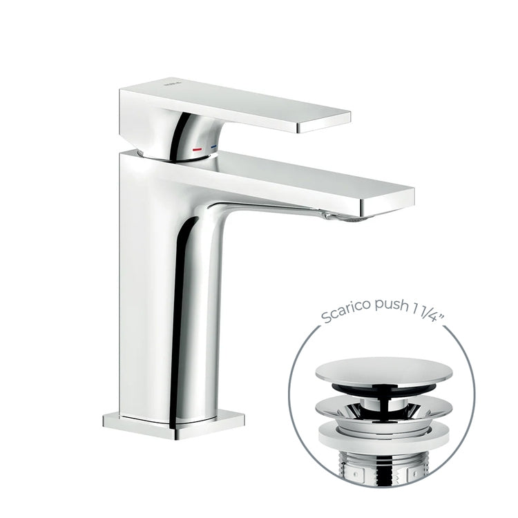 Nobili Einhebel-Waschtischmischer, H. 15,5 cm, mit 1 1/4” Push-Ablauf, ohne Ablauf, Chrom-Finish SEVEN SE124118/2CR