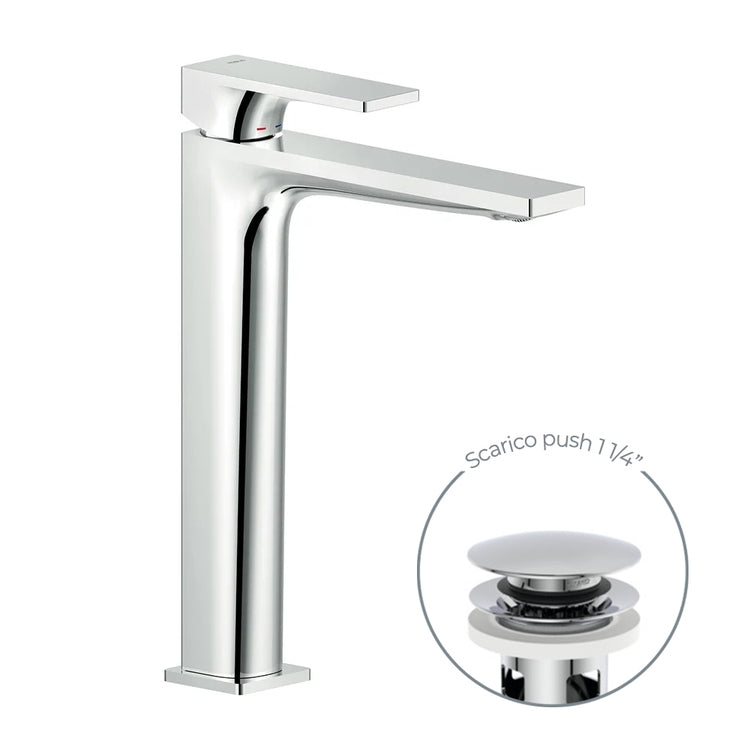 Nobili Einhebel-Deckelmischer H. 27,5 cm, mit Ablauf 1 1/4” Push, Chromoberfläche SEVEN SE124128/2CR