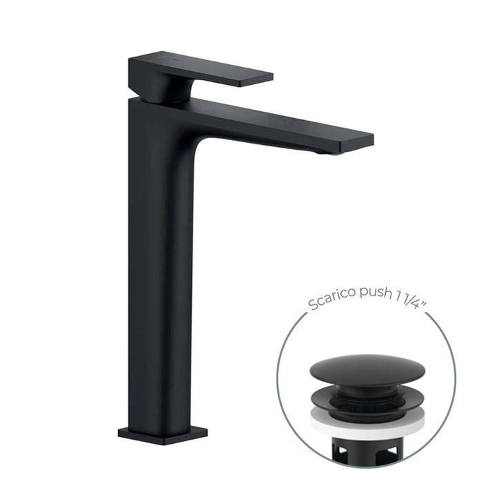 Nobili Einhebel-Beckenmischer H. 27,5 cm, mit 1 1/4" Schubabfall, energiespart, brombeerfarbenem matten Finish SEVEN SEE124128/2BM