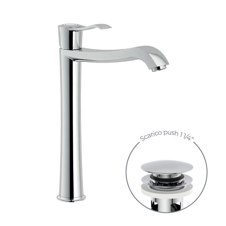 Nobili SOFÌ Einhebelmischer für Waschbecken, mit 1 1/4” Push-Ablauf, Chromoberfläche SI98128/2CR