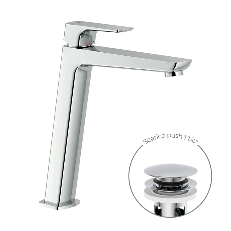 Nobili Einhebelmischer für Waschschale H. 27 cm, mit Ablauf 1 1/4” Push, Chromoberfläche ACQUAVIVA VV103128/2CR
