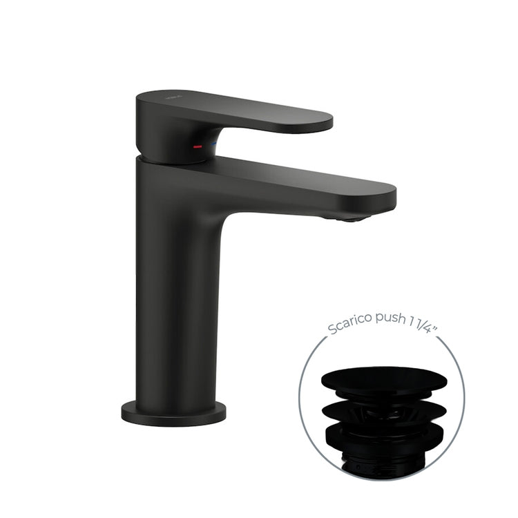 Nobili Einhebel-Waschtischmischer H. 15,5 T. 11,1 cm, energieeffizient, mit Push-Ablauf 1 1/4" und Durchflussbegrenzer, Farbe dunkle Pflaume, matte Ausführung YOYO YO126118/2BM