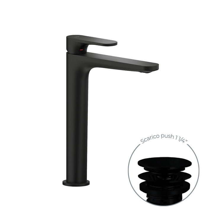 Nobili Einhebel-Waschtischmischer H. 27,5 T. 17,1 cm, mit Push- Ablauf 1 1/4” und Durchflussbegrenzer, Farbe Brombeere, mattes Finish YOYO YO126128/2BM