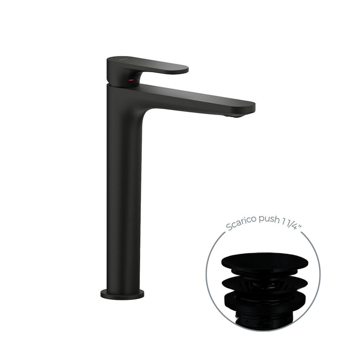 Nobili Einhebel-Waschtischmischer H. 27,5 T. 17,1 cm, mit Push- Ablauf 1 1/4” und Durchflussbegrenzer, Farbe Brombeere, mattes Finish YOYO YO126128/2BM