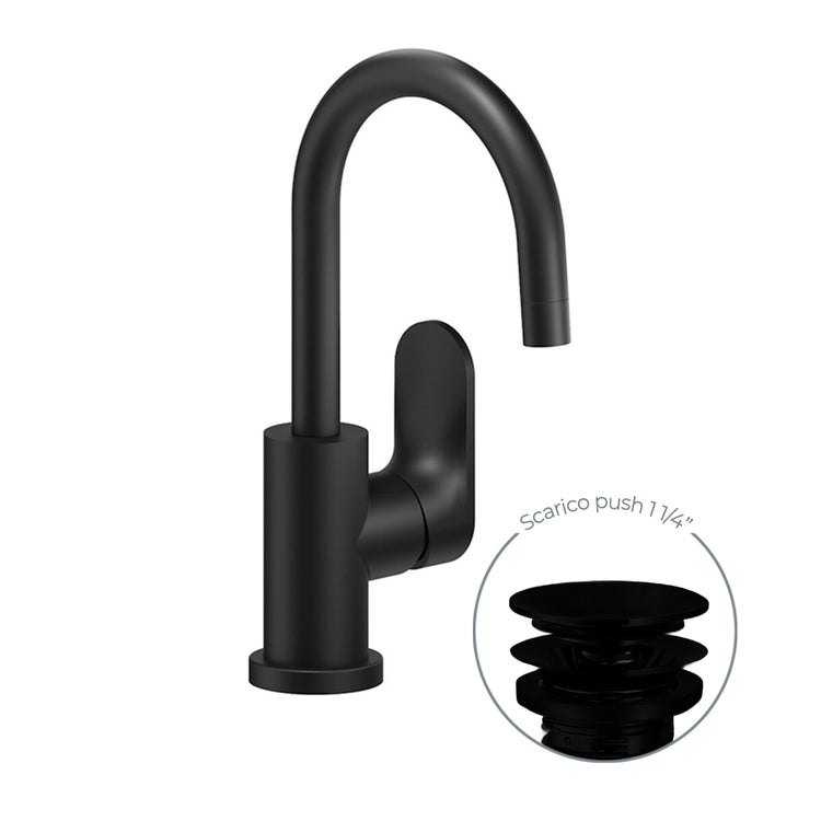 Nobili Einhebel-Waschtischmischer H. 27 T. 13,5 cm, mit Push-Stop 1 1/4" und Durchflussbegrenzer, Farbe Maulbeere, matte Ausführung YOYO YO126338/2BM