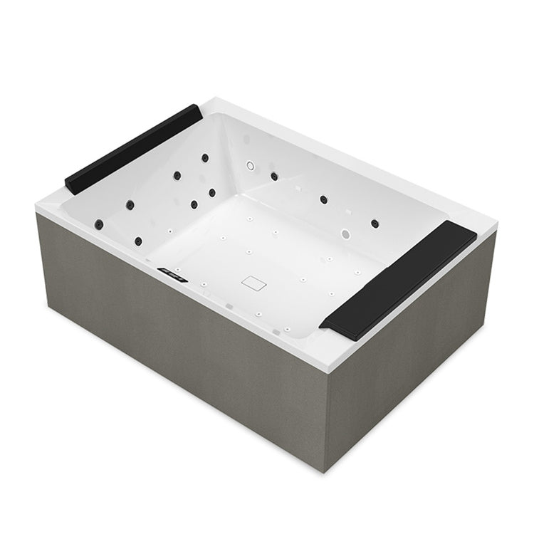Novellini Außen-Whirlpool mit weißen LED-Leuchten + UV-Reinigung, L. 190 B.140 H. 75, für 2 Personen, Sitz und Kopfstütze schwarz, Wanne weiß glänzend DIVINA M SPA DOM5O3-A0H