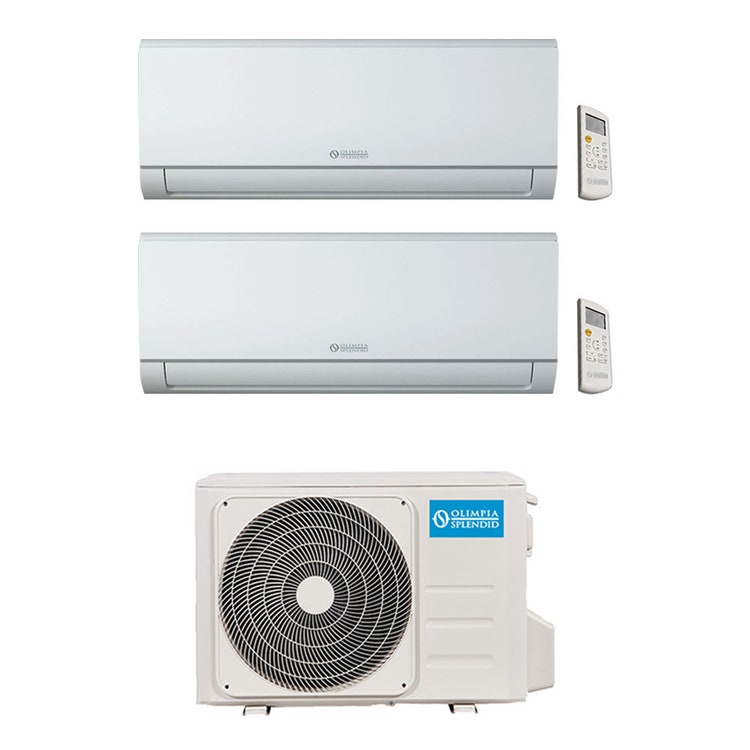 Olimpia Splendid 2-fach-Split-Klimagerät Nexya S4 E, Wandgerät, Inverter, WLAN – Außengerät R32 4,1 kW, Innengeräte 9000+9000 BTU OS-CEMYH14EI+2xOS-SENEH09EI