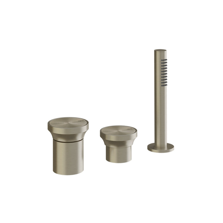 Gessi Gruppe Badewannenrand 3 Löcher, mit Handbrause und Umsteller, Oberfläche Finox gebürstetes Nickel ORIGINI 66043#149