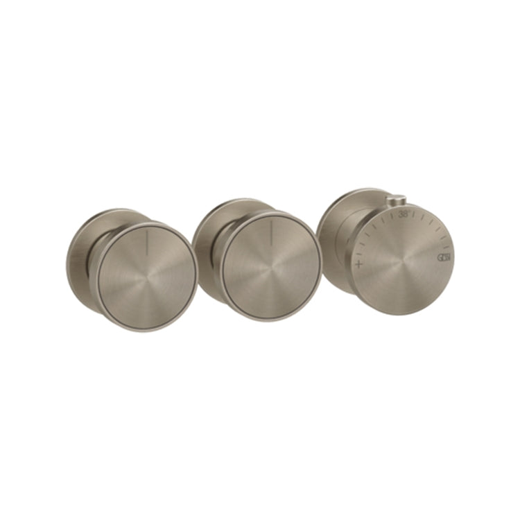 Gessi Thermostat-Wandmischer, 2 unabhängige Wege, horizontale oder vertikale Installation, ohne Einbaukörper, Oberfläche Finox gebürstetes Nickel ORIGINI 66334#149