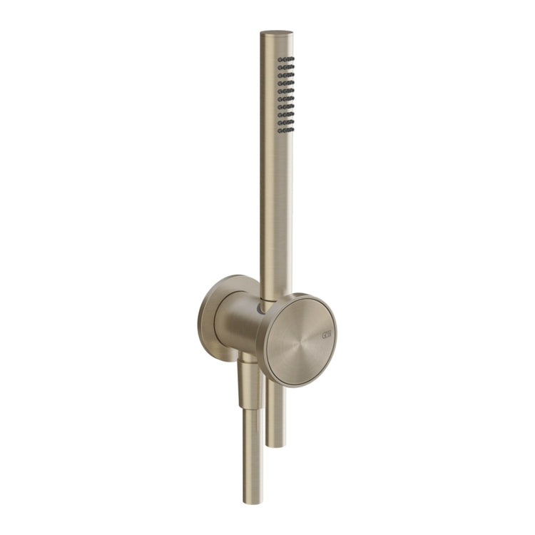 Gessi Duschset mit Wasseranschluss, Kalkschutz-Duschkopf und 150 cm Schlauch, Oberfläche Finox gebürstetes Nickel ORIGINI 66123#149