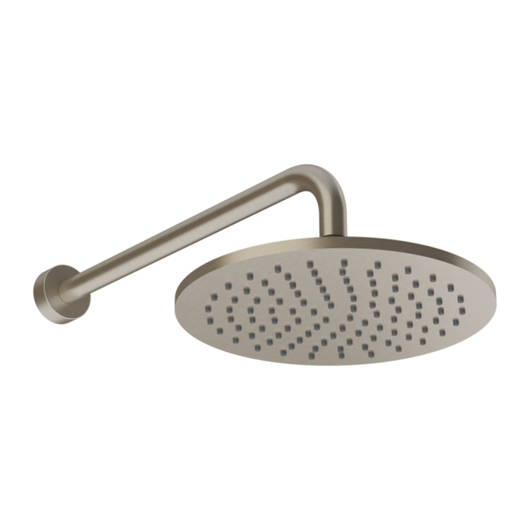 Gessi Runder Duschkopf, verstellbar Ø 25 cm, kalkabweisend, wandmontiert, mit Arm inkludiert, Oberfläche Finox gebürstetes Nickel SHOWER 66148#149