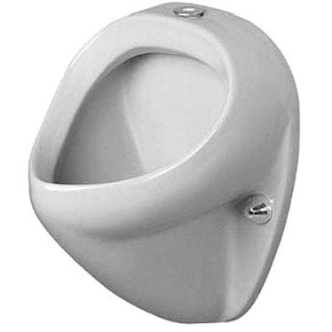 Duravit Jim, sichtbarer Eintritt von oben, mit Absaugung, Abfluss wahlweise horizontal versteckt oder vertikal sichtbar, ohne Spritzrand, Weiß ORINATOI 0850350000