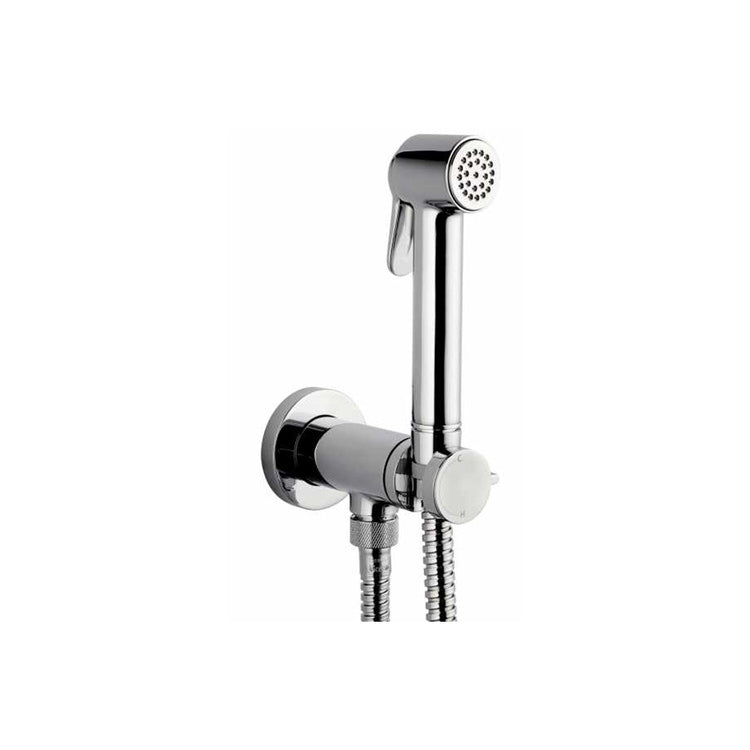 Bossini Toilettenbürste mit Brauseknopf aus Messing und 125 cm Messing-Flexschlauch, Chromoberfläche PALOMA BRASS E37005B00030015