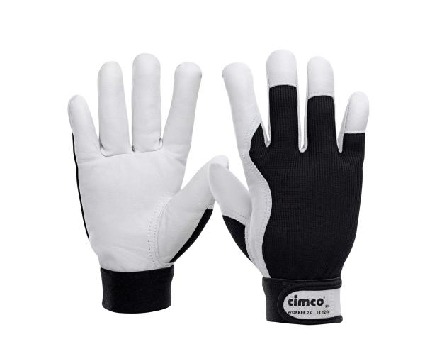 CIMCO Arbeitshandschuh Worker 2.0 schwarz/weiß Größe 9/L -Art.141245