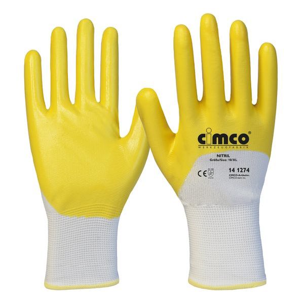 CIMCO Arbeitshandschuh Nitril gelb/weiß Größe 9/L -Art.141273