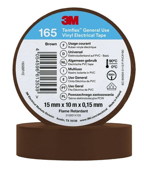 3M Temflex Isolierband 165 Braun 15mmx10m -Art.7100184725