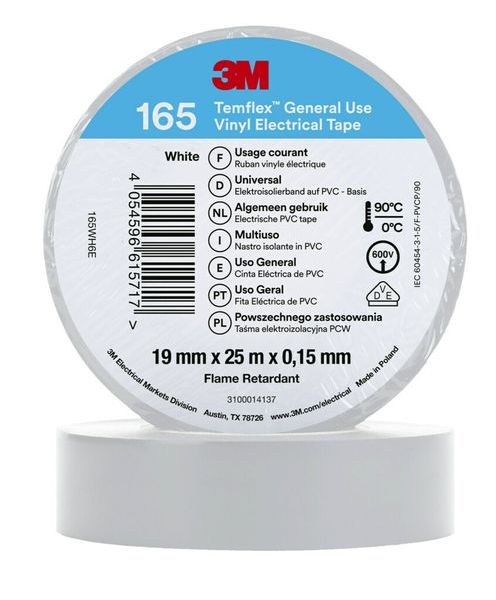 3M Temflex Isolierband 165 Weiß 19mmx25m -Art.7100184818