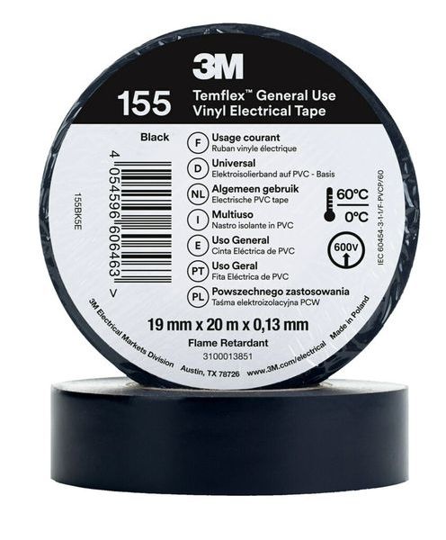 3M Temflex Isolierband 155 Schwarz 19mmx20m -Art.7100184744