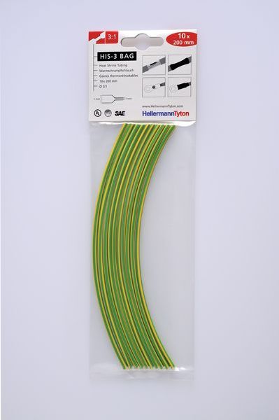 HELERMANN TYTON Warmschrumpfschlauch HIS-3-BAG-3/1-GNYE 10Stk=1PK -Art. 308-30316