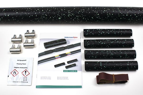HELLERMANNTYTON Warmschrumpf-Verbindungsgarnitur LVK-C-5x1,5-6 PO-X BK mit Connector -Art.380-04013