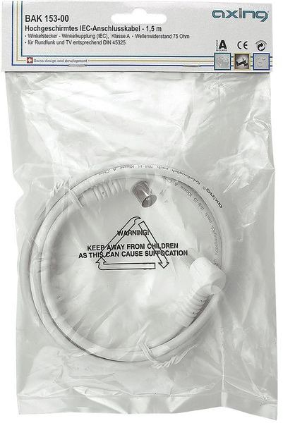 AXING Anschlusskabel IEC BAK 153-00 1,5m weiss winkel -Art. BAK15300
