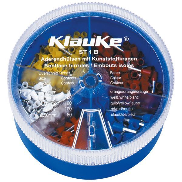 KLAUKE Streudose mit isol. DIN Aderendhülsen 0,5-2,5qmm -Art. ST1B