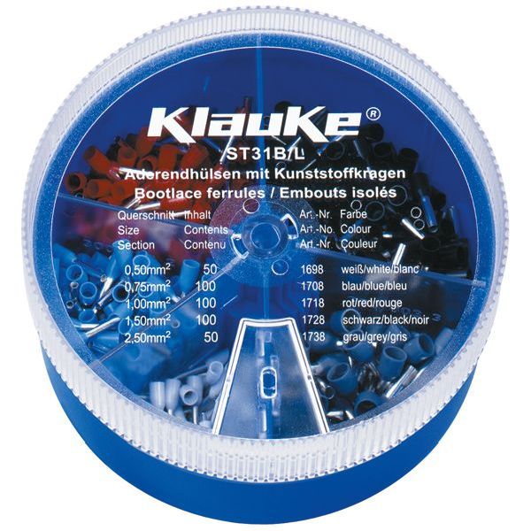 KLAUKE Streudose mit isol. DIN Aderendhülsen 0,5-2,5qmm -Art. ST31B