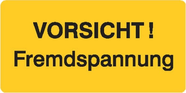 JAHN Folie selbstklebend 05/156F VORSICHT! Fremdspannung VE 500St -Art. 05/156F
