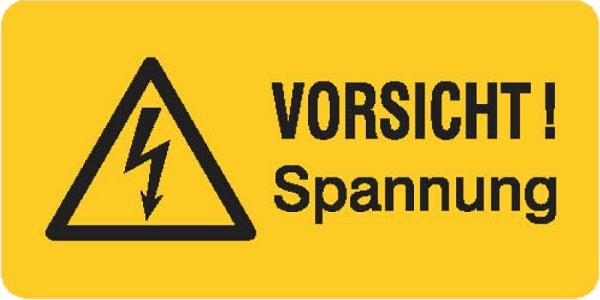 JAHN Folie selbstklebend 05/149F VORSICHT! Spannung (VE: 500 St.) -Art. 05/149F
