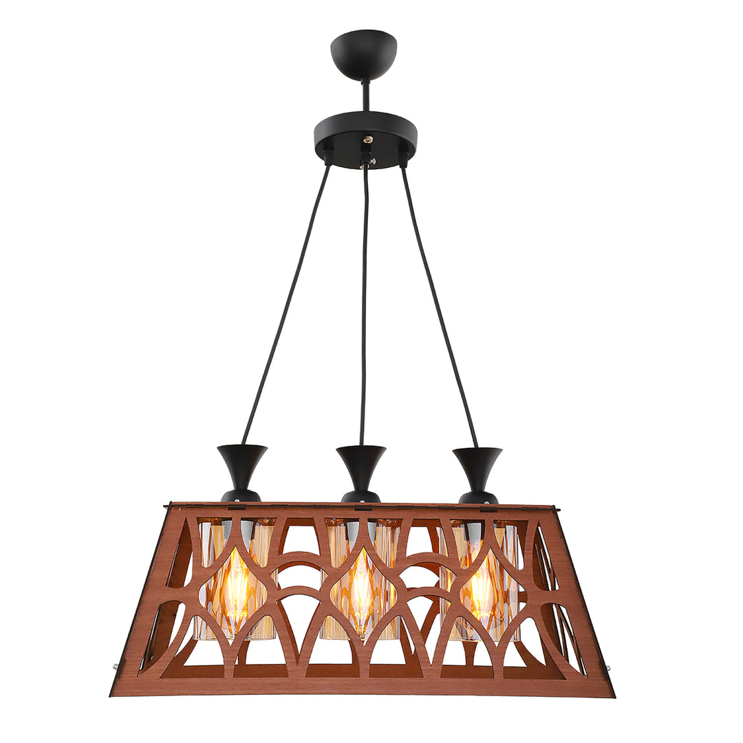 Erste Pendelleuchte Aron, Nussbaum, 3 x E27, 60 W