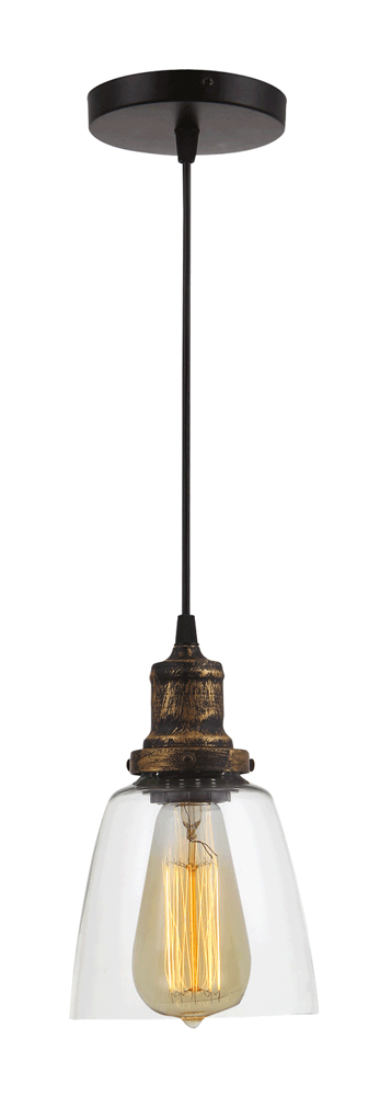 Erste Pendelleuchte Edison, 1x E27, 60 W, bronze