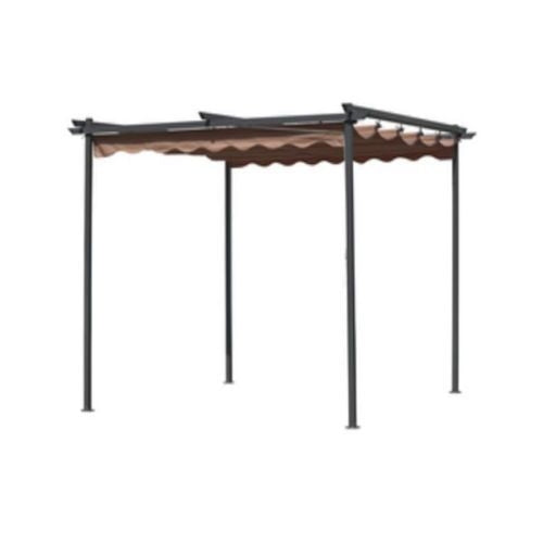 Pergola m. 3X3 Stahlpavillon mit einziehbarem Schiebetuch Garten 91935