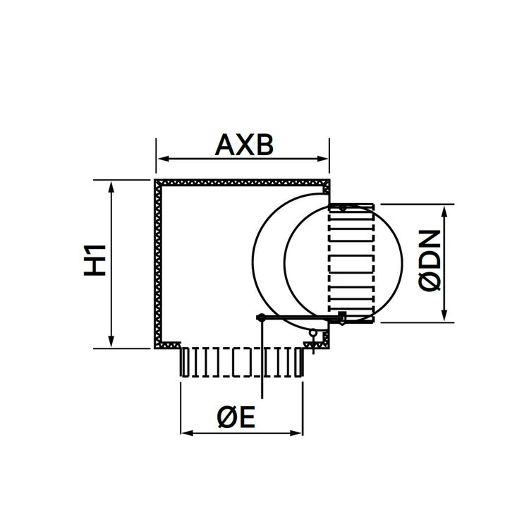 Irsap Plenum isoliert L. 35 cm, für Runddiffusor DPC, DN250 TLZPLE00250S00