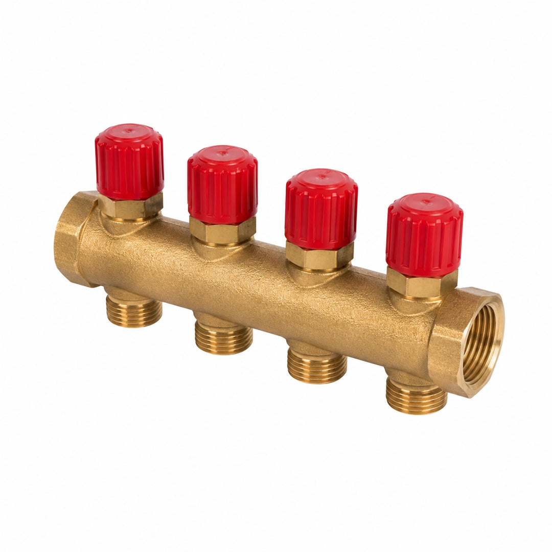 Reiter Messing-Trinkwasserverteiler Warmwasser 4-fach