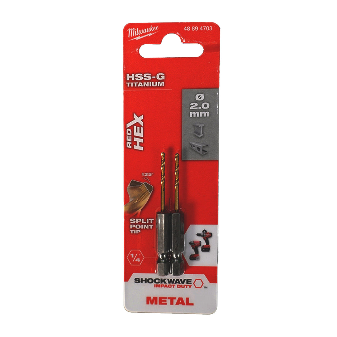Milwaukee Shockwave HSS-G TiN Metallbohrer 2 mm