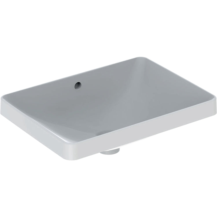 Geberit Rechteckiges Waschbecken L. 55 cm, zum Einbau, ohne Armaturenloch, mit Überlauf, Weiß glänzende Oberfläche VARIFORM 500.736.01.2