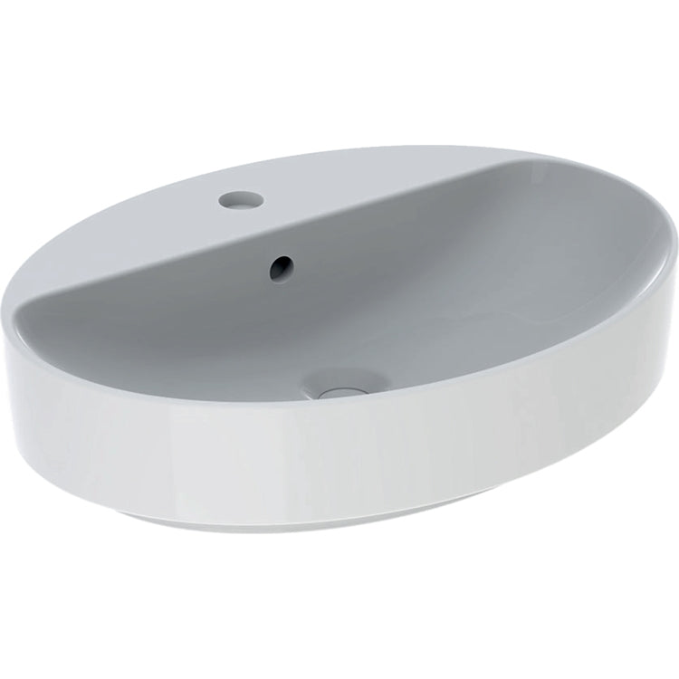 Geberit Ovales Aufsatzwaschbecken 60 cm mit Ablagefläche für Wasserhahnloch, Weiß, glänzende Oberfläche VARIFORM 500.772.01.2