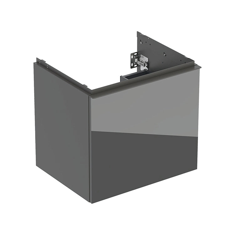 Geberit Hängender Unterschrank L. 60 cm, für Standard- und Slim-Waschtisch, mit einer äußeren und inneren Schublade, Korpus in Lava-Farbe matt, Schubladen in Lava-Farbe Glas-Finish glänzend ACANTO 503.003.JK.2