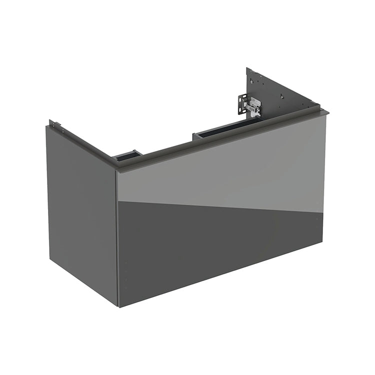 Geberit Hängender Unterschrank L. 90 cm, für Standard- und Slim-Waschtisch, mit einer äußeren und inneren Schublade, Korpus in Lava-Farbe matt, Schubladen in Lava-Farbe Glas glänzend ACANTO 503.005.JK.2